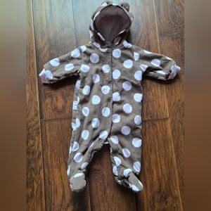 🏖 Carters Girl Cold Winter Snowsuit Outerwear Bunting Hooded Bear Ears 6mo